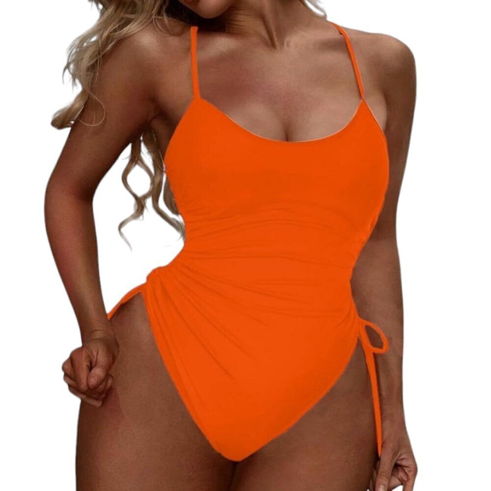 Beautikini onepiece orange bathing suit NWT